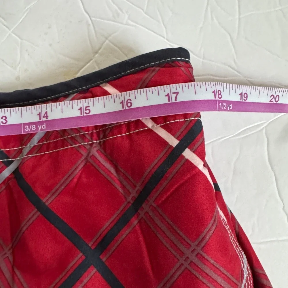 Speedo‎ Board Shorts Men Large Red Plaid Swim Trunks Cargo Pocket Mesh Lined